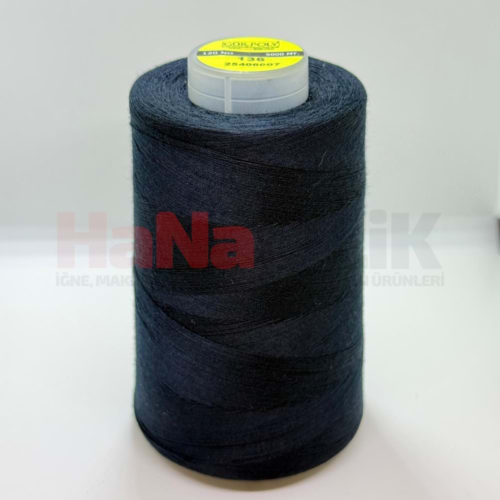 Gür-Poly (G0136*) Renkli 120NO Dikiş İpliği 5000MT.