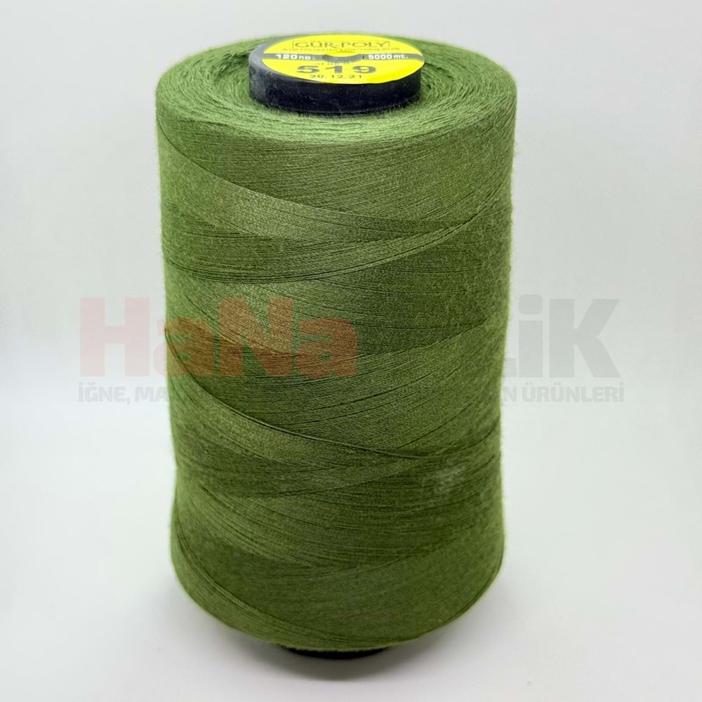 Gür-Poly (G0519) Renkli 120NO Dikiş İpliği 5000MT.