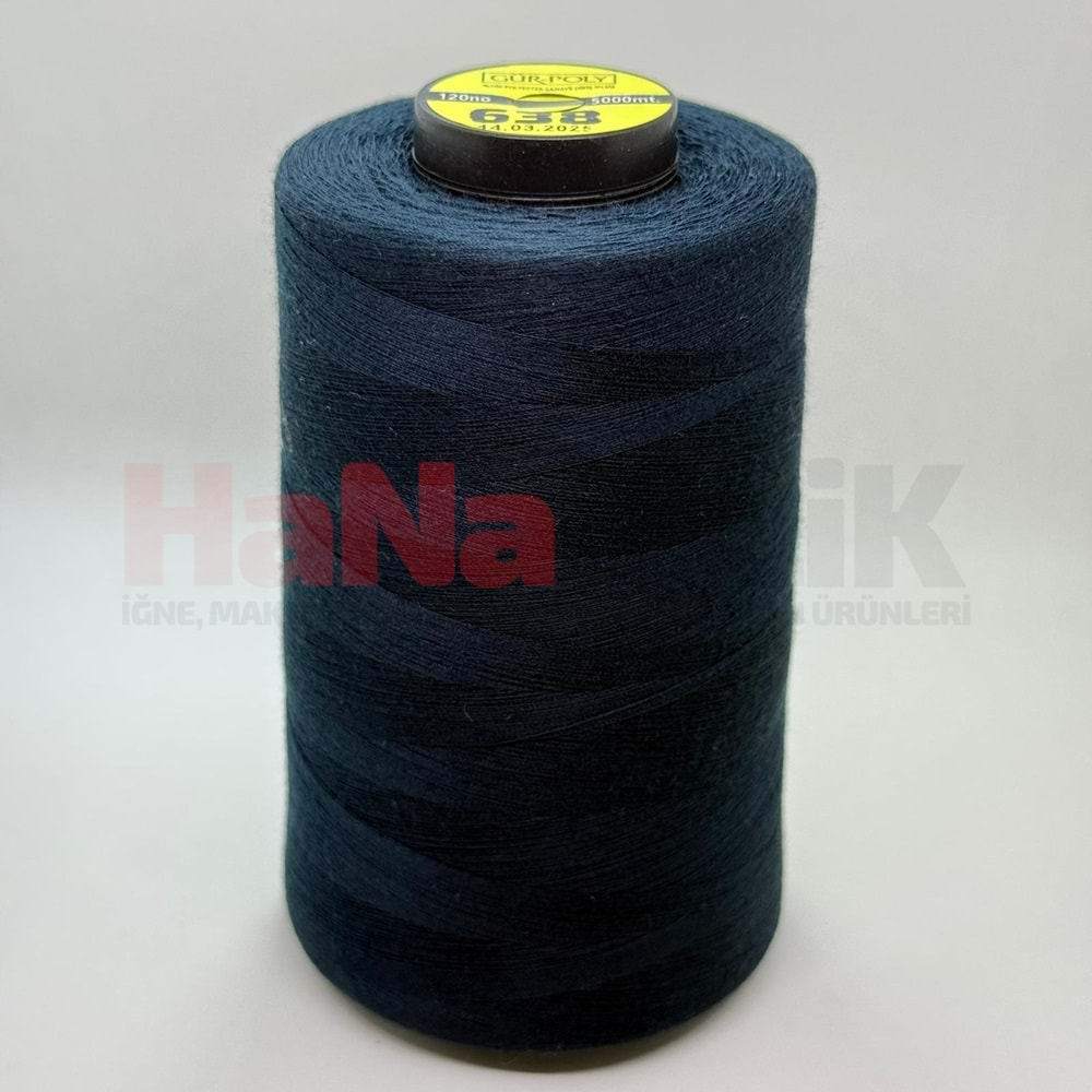 Gür-Poly (G0638) Renkli 120NO Dikiş İpliği 5000MT.