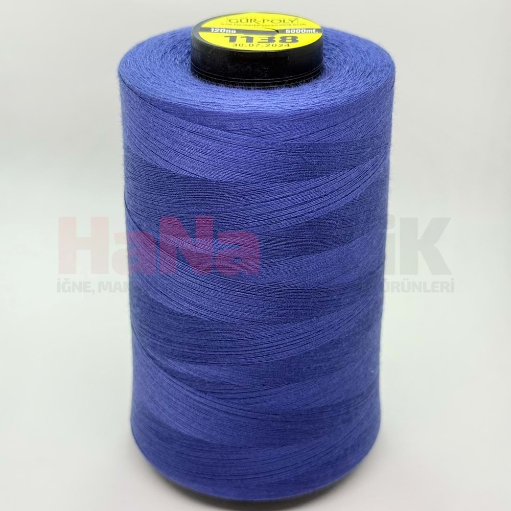 Gür-Poly (G1138) Renkli 120NO Dikiş İpliği 5000MT.