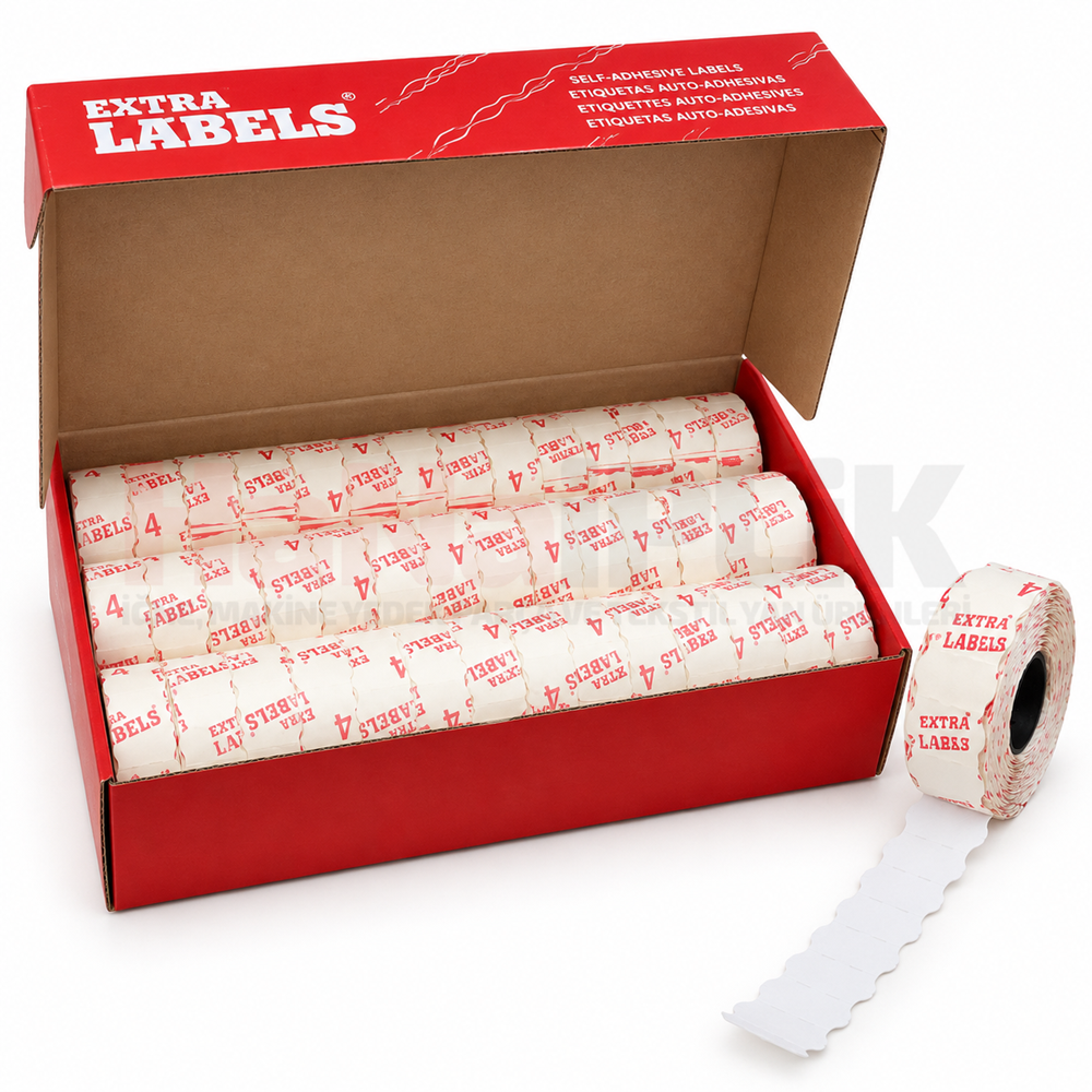 Beyaz Meto Etiket (4NO) Extra Labels 42lik (1500lü Sarım)