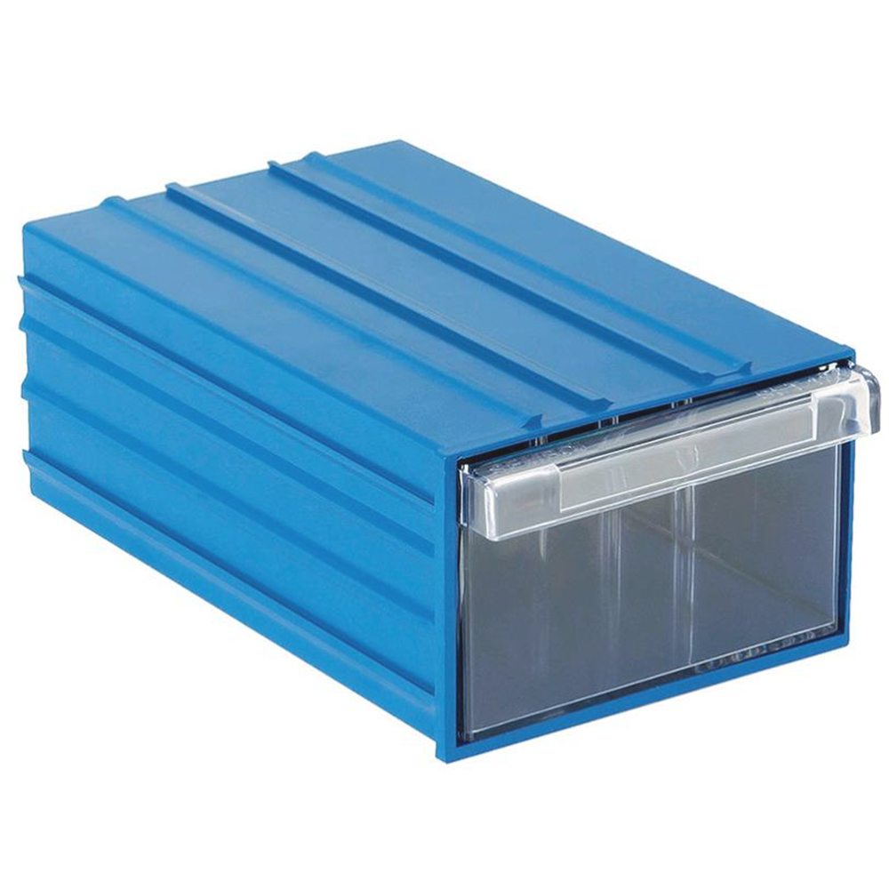 Plastik Şeffaf Çekmeceli Kutu Mavi Set120 (E/B/Y) : 123 x 200 x 80 mm