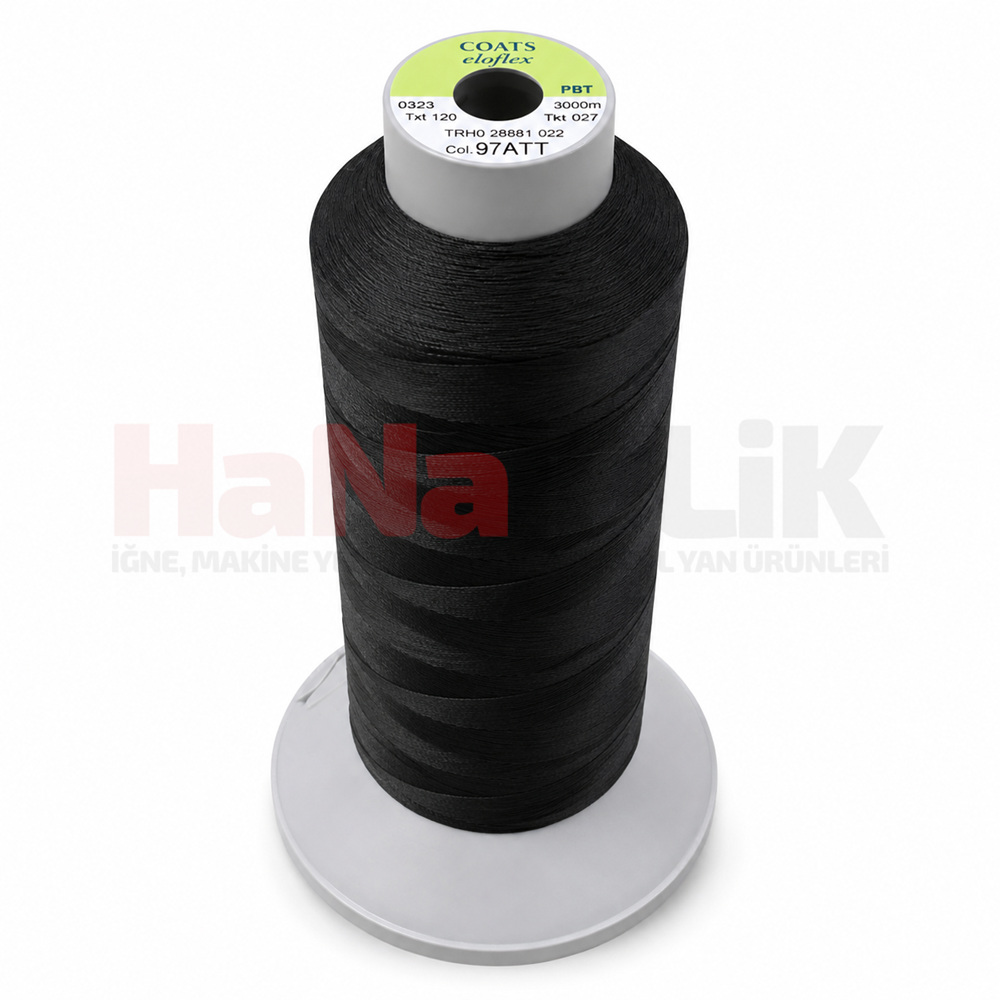 Coats Eloflex Esneyen İplik Siyah (97ATT) 3000MT.