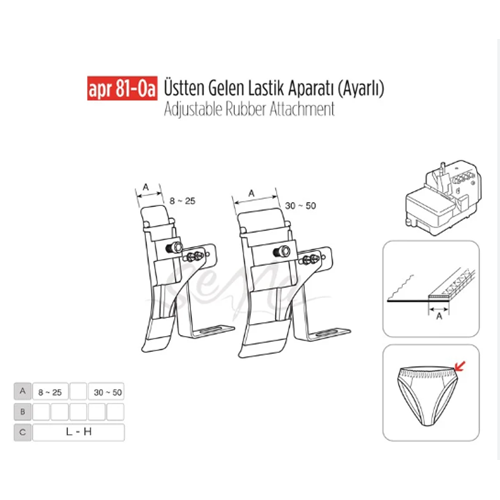 Overlok Üstten Gelen Lastik Apara Ayarlı 50mm