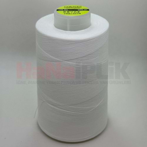 Gür-Poly (GBEYAZ) 120NO Dikiş İpliği 5000MT.